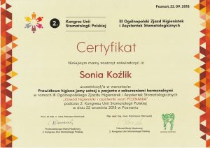 Sonia Koźlik certyfikat 22.09